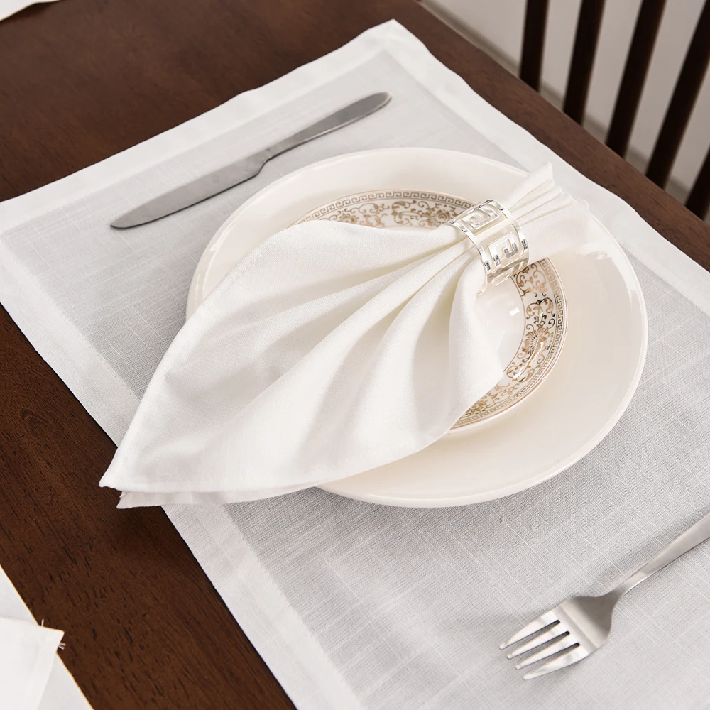 12 pcs White Napkin Table Napkin party Wedding Tablecloth Restaurant Household CottonLinen table Mat