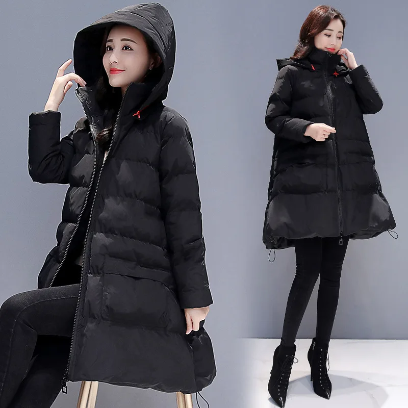 

Cotton-padded Clothes/Cotton Coat 2018 Winter Zipper Hooded Mid-length Large Size Hooded