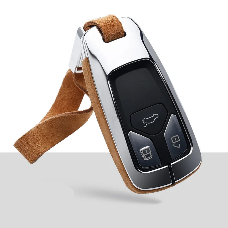 A-brown keychain2 Флип меховой кожаный чехол для ключей автомобиля брелок для Audi A5 Q7 S4 S5 A4 B9 Q7 A4L 4m TT TTS RS 8 S автомобильные аксессуары - Название цвета: A-brown keychain2