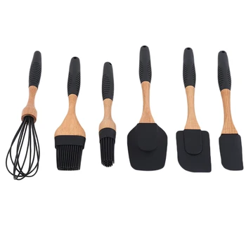 

Baking Tool Set Silicone Wooden Handle Stainless Steel Spoon Spoon Spatula Brush Spaghetti Pasta Whisk Kitchen Cooking Tool Set