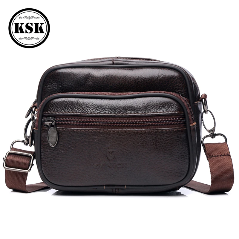 Men's Genuine Leather Bag Small Shoulder Bag Messenger Bags For Men Fashion Flap Luxury Male Crossbody Bags KSK