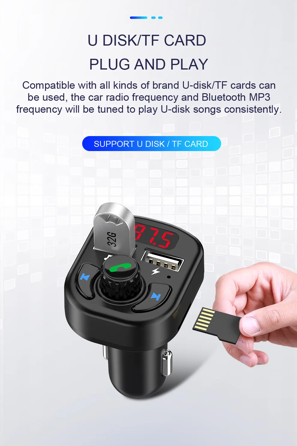 Bluetooth FM радио музыкальный передатчик 5,0 Handsfree беспроводной TF карта u-диск Аудио двойной 3,1 A USB зарядное устройство для телефона цифровой вольтметр