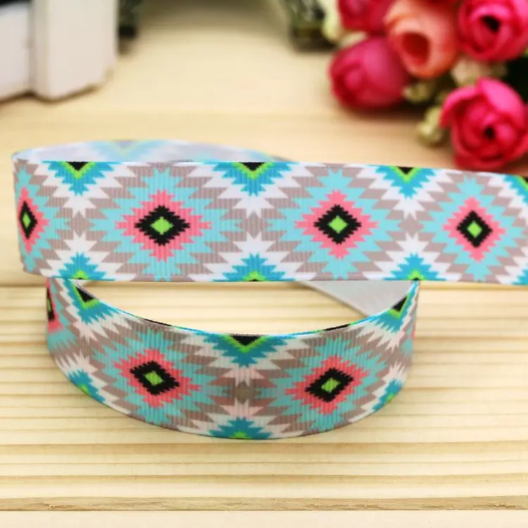 DHK 7/8'' 5yards aztec printed grosgrain ribbon headwear hair bow diy party decoration 22mm E1090