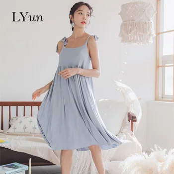 

LYun 2020 nightdress ladies lace up suspenders cotton sexy nightdress princess style new summer comfortable thin home service