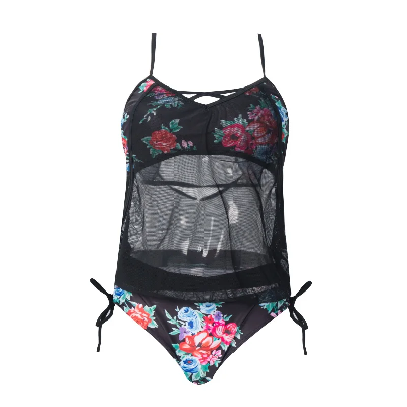 Новинка 2020 Цельный купальник с цветочным принтом Женская Спортивная одежда для