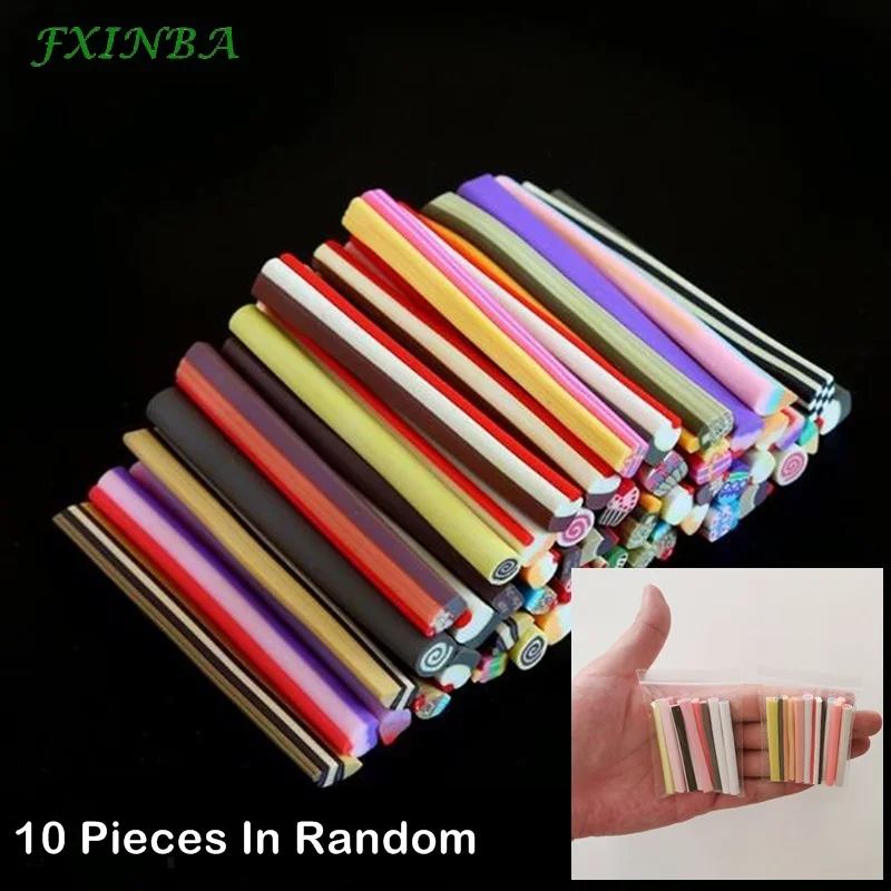 Cake FXINBA 10 шт./лот Fimo фруктовые Ломтики Для слайма/ногти искусство советы глины искусственные фруктовые ломтики палочки Slimes игрушки Lizun DIY - Цвет: Cake