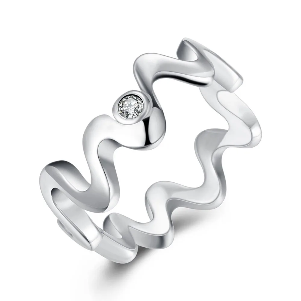 

TR029 Irregular 925 Sterling Silver Zirconia Stone Ring Simple for women Jewelry