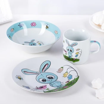 

A set of children's dishes 3 items: a mug 230 ml, a bowl of 400 ml, a plate 18 cm
