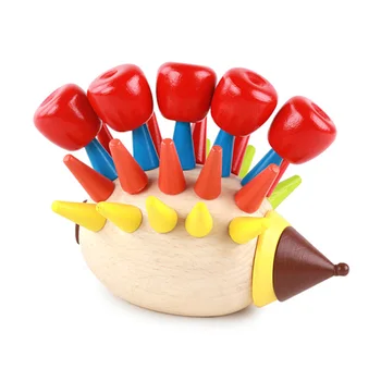

Kids DIY Magnetic Colorful Hedgehog Knocked Toys Wooden Building Blocks Children Early Childhood Education Toys