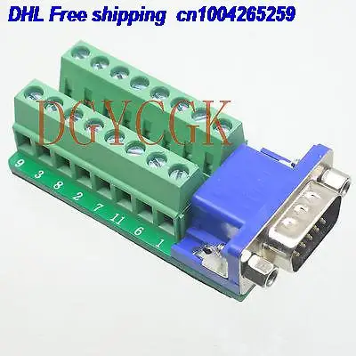 

DHL 50pcs DB15 D-SUB VGA male plug 15-pin port 3 row Terminal breakout PCB connector 22db