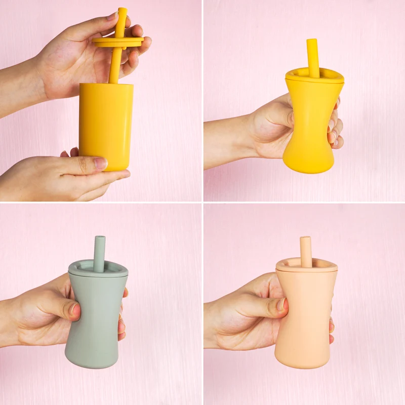 2021 New Design 8 Colors Eco-Friendly Infant Feeding Cup With Straw Waterproof Sippy Cup Baby Drinking Bottles Baby Stuff 5