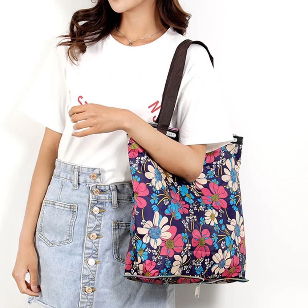 

Women Shoulder Bag Fashion Nylon Cloth Folding Bag Women's Handbag Printed Cloth Bag Shoulder Folding Bag 2019 Bolsa #YY