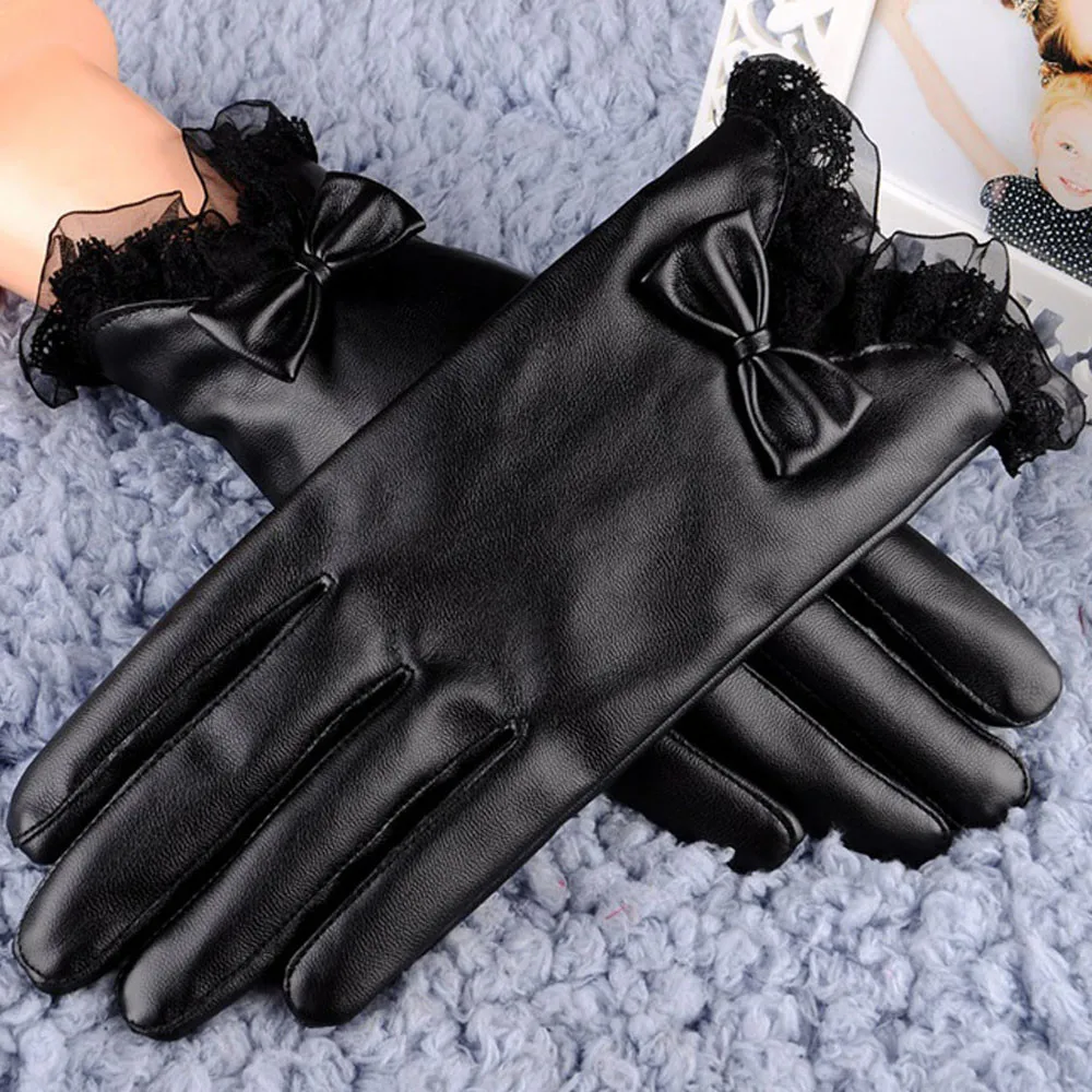 Женские кожаные перчатки с сенсорным экраном теплые бархатные ветрозащитные кожаные черные перчатки с узором осенние и зимние велосипедные ветрозащитные# Zer