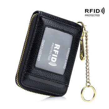 

Genuine Leather Organizer RFID Credit Card Holder Men Business Card Holder Women Minimalist Travel Card Bag Wallets