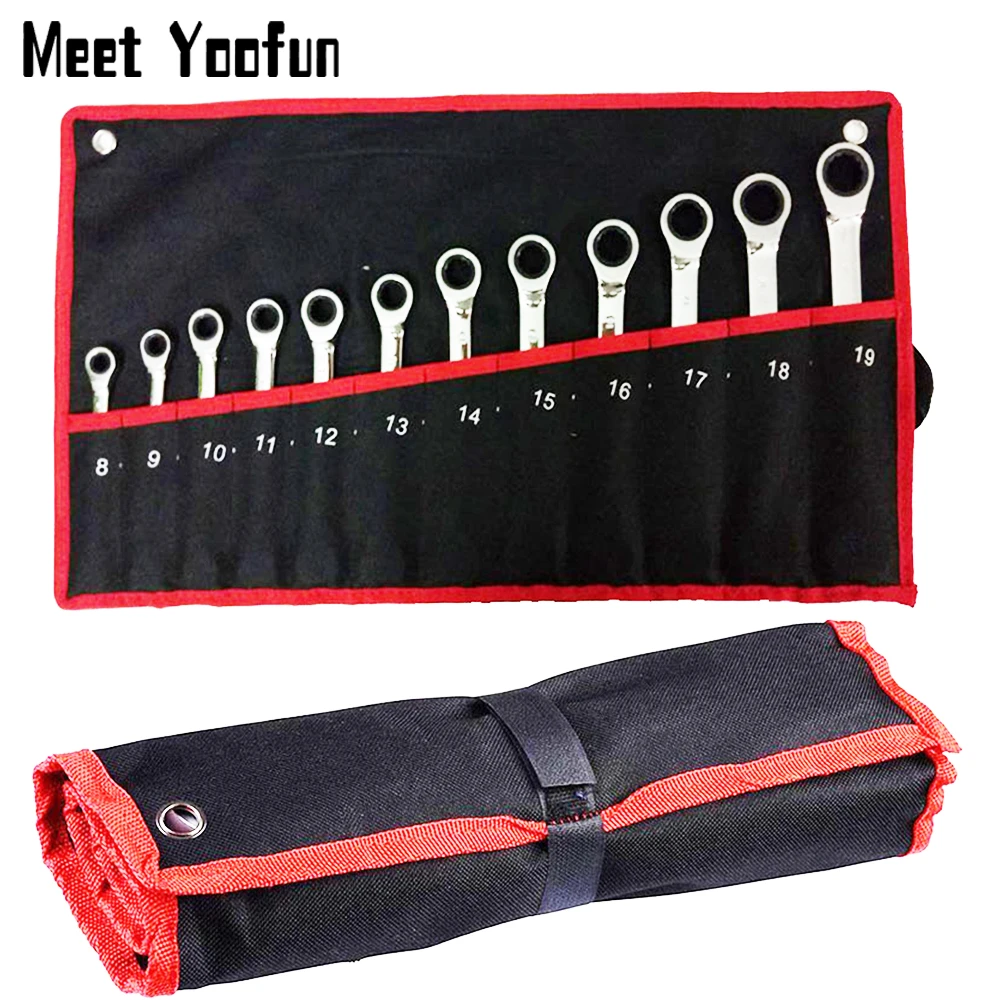 Canvas pocket tool roll Spanner Wrench Tool Storage Bag Case Fold Up