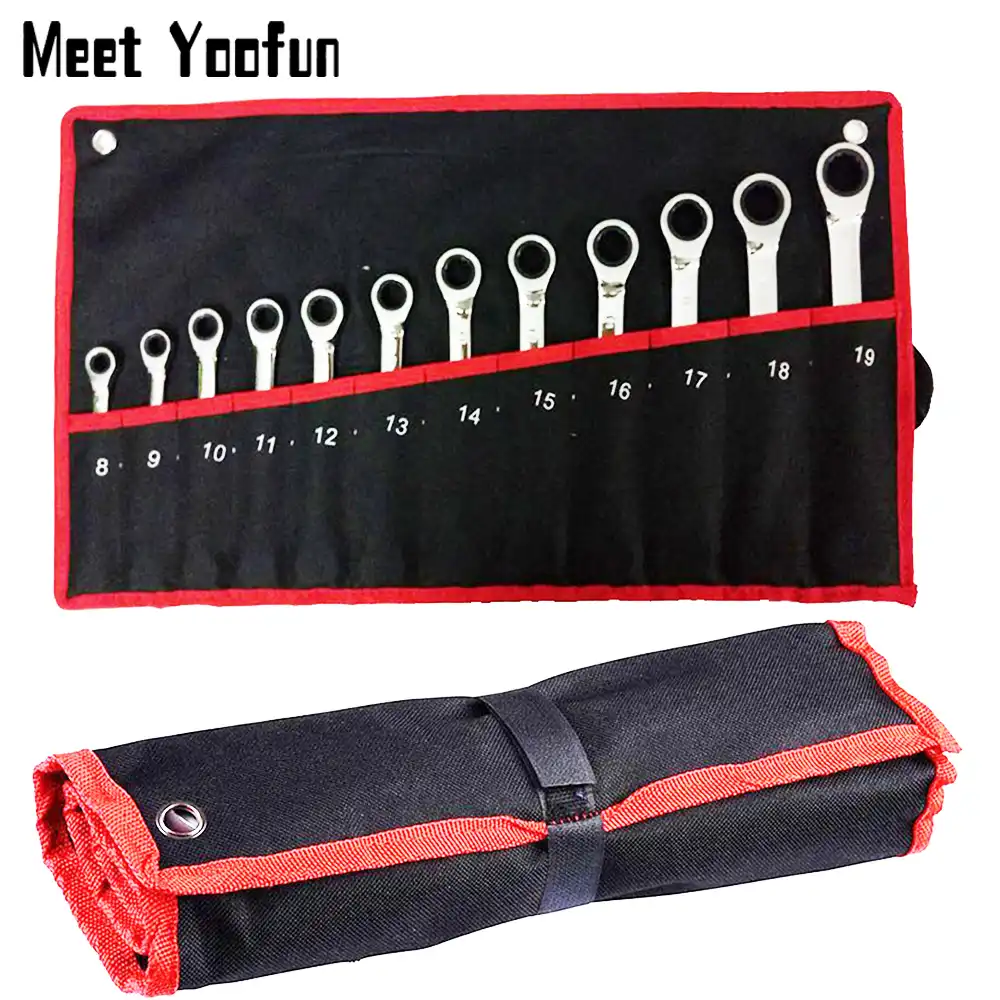 Tool Storage Bag for Mini Wrenches SPEEDWOX 10 Pockets Wrench Tool Organizer Bag SAE 5//32-7//16 Red Canvas Tool Organizer with Protective Flap