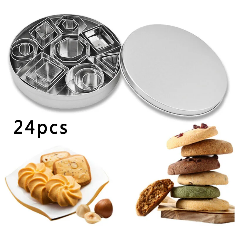 24 шт./компл. многоразовые вечерние DIY Формочки для печенья инструмент для помадка для бисквита для выпечки торта сердце звезда круглая форма из нержавеющей стали