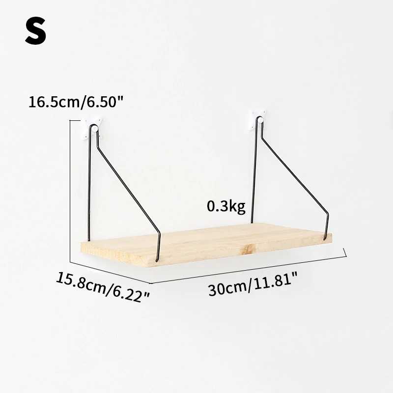 1piece Iron Wooden Wall Hanging Shelf Racks Mirrors Books Magazine Storage Rack DIY Wall Decoration Holder Shelves Organizer - Цвет: As picture S