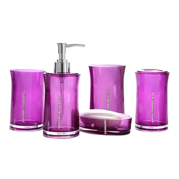

5pcs Washing Tool Lotion Bottle Bathroom Accessory Set Household Toothbrush Holder Hotel Soap Box Gift Toilet Odorless Acrylic