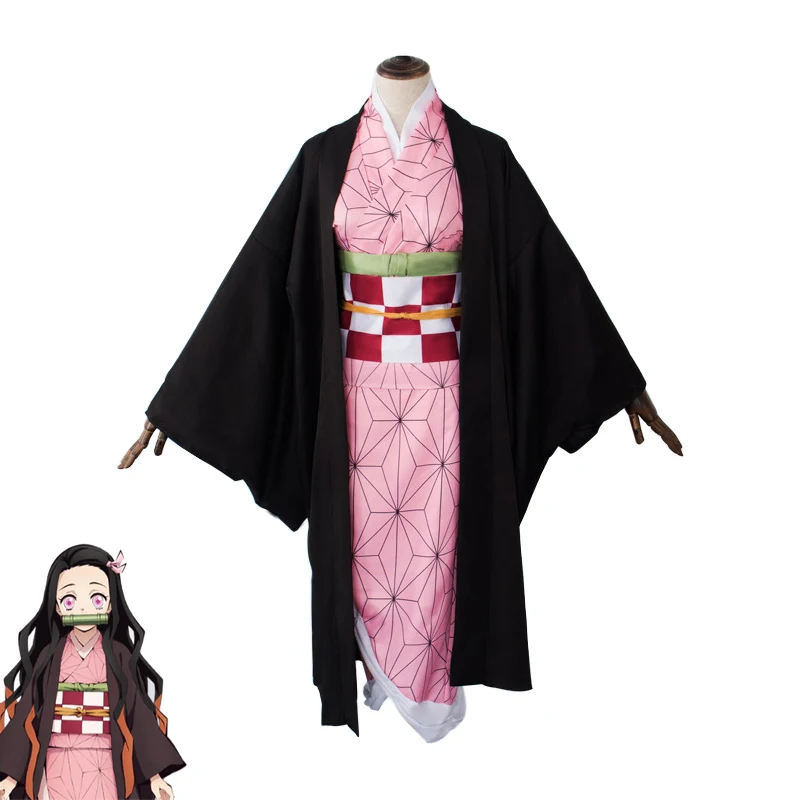

New Arrival Kamado Nezuko Cosplay JP Anime Demon Slayer: Kimetsu No Yaiba Character Dress Up Halloween Costume For Women Wigs