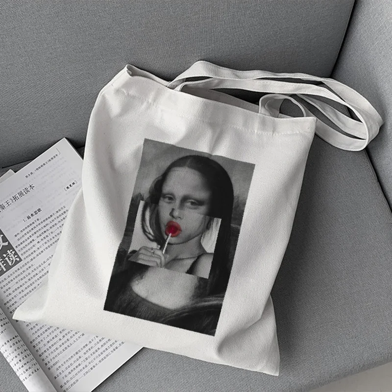 Shopping Bag Mona Lisa Maria Monroe Aesthetic Printing Anime Handbag Tote Female Harajuku Shopper Shoulder Bags Canvas |