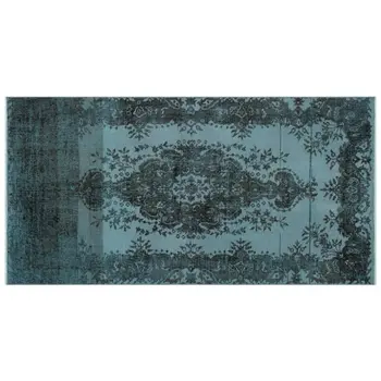 

Handmade Blue Vintage Overdyed Turkish Area Rug 111x218 Cm-3'8''X7'2''