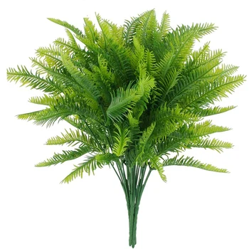 

Artificial Plants Boston Fern Bush,Plastic Greenery Shrubs Fern Grass Bushes Flowers Filler House Garden Office Decor 8