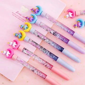 

Cute Cartoon Gel Pen Unicorn Pen Korea Creative Cute Moon unicorn liquid Sand Pen Stationery Office School Student Supply