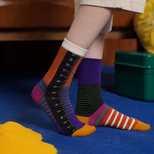 Модные AB Носки женские Асимметричные полосатые клетчатые счастливые носки хип-хоп Длинные хлопковые носки уличная одежда Calcetines Hombre