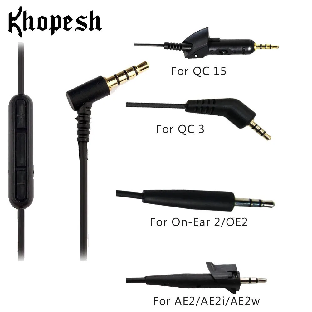 

Khopesh Replacement Audio Cable For Bose QC3 QC 3 QC15 QC25 OE2 OE2i AE2 AE2i AE2w Cable For Bose Headphone Cord iOS Android Mic