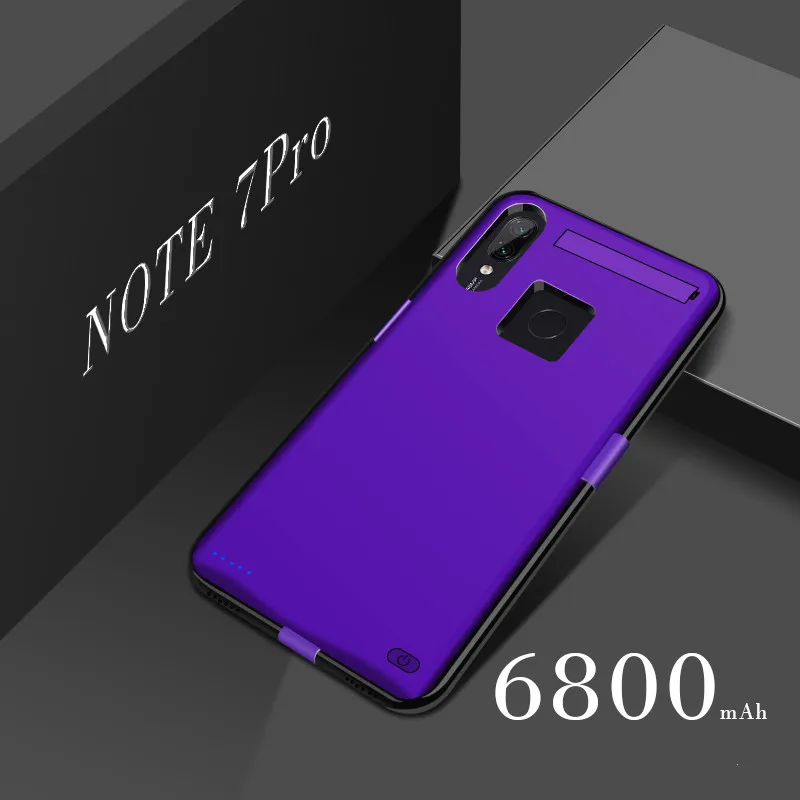 Purple For Note7 Pro Leioua 6800 мАч чехол для зарядного устройства для Xiaomi Redmi note7 Pro Note7 Крышка для зарядки батареи внешний блок питания резервный блок питания - Цвет: Purple For Note7 Pro