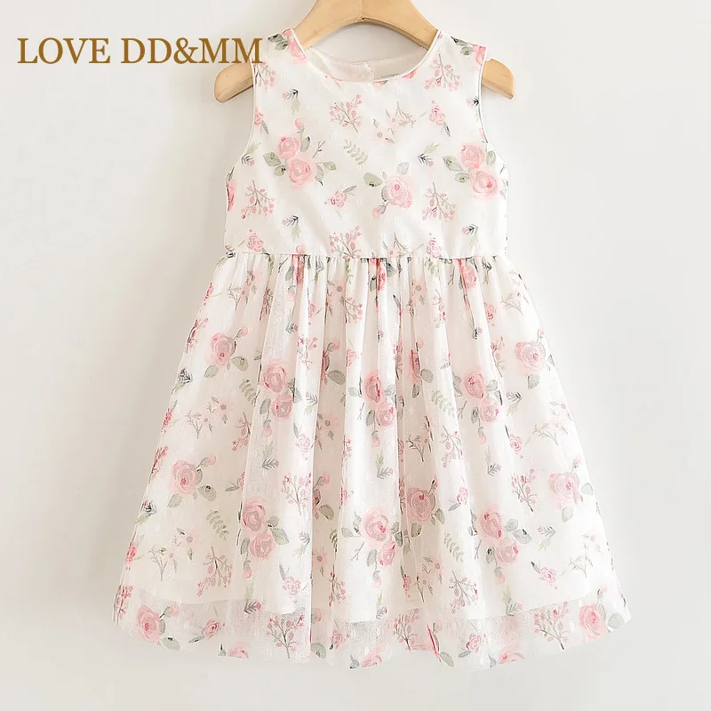 LOVE DD &amp MM Girls Dresses 2021 New Children's Clothing Cartoon Lace Floral Bow Flower Round Neck Dress Kids clothes For Girl | Детская