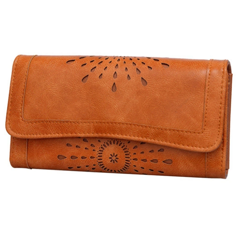 Fashionable Hollow Tri Fold Wallet Long Retro Wallet, Smooth High