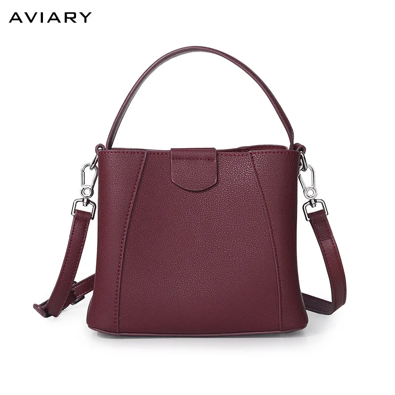 

Autumn And Winter New Style Genuine Leather Cowhide Korean-style Small Bucket Bag Versitile Fashion Verticle Square Square Sling