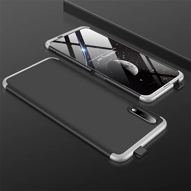 Чехол для huawei honor 9X, полная защита, жесткие чехлы для ПК, три в одном, противоударный и Прочный чехол для телефона, чехол для huawei honor 9X - Цвет: Silver Black