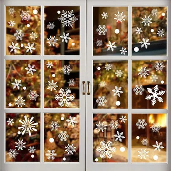 

2020 Christmas Decoration White Snowflake Sticker Ornaments Merry Christmas Decorations for Home Navidad New Year Decor 2021
