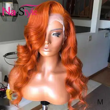 

Orange Human Hair Wig 13x6 Lace Front Human Hair Wigs Pre Plucked 130% Body Wave Brazilian Human Hair For Black Women Remy