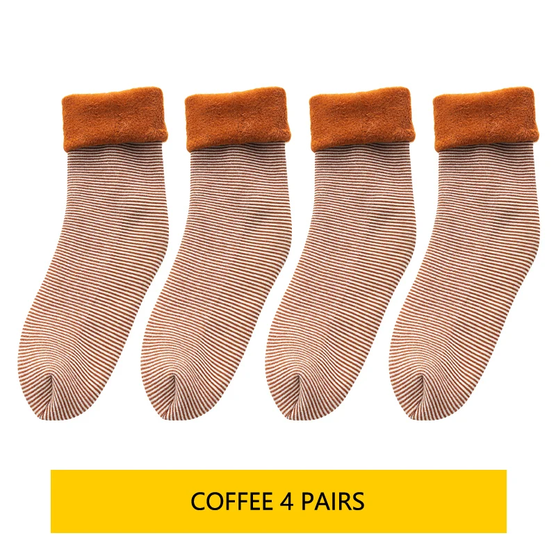 Coffee 4 Pairs Японские осенне-зимние длинные хлопковые носки женские высокие носки осенние и зимние плюшевые теплые носки корейские женские носки-тапочки 4 пары - Цвет: Coffee 4 Pairs