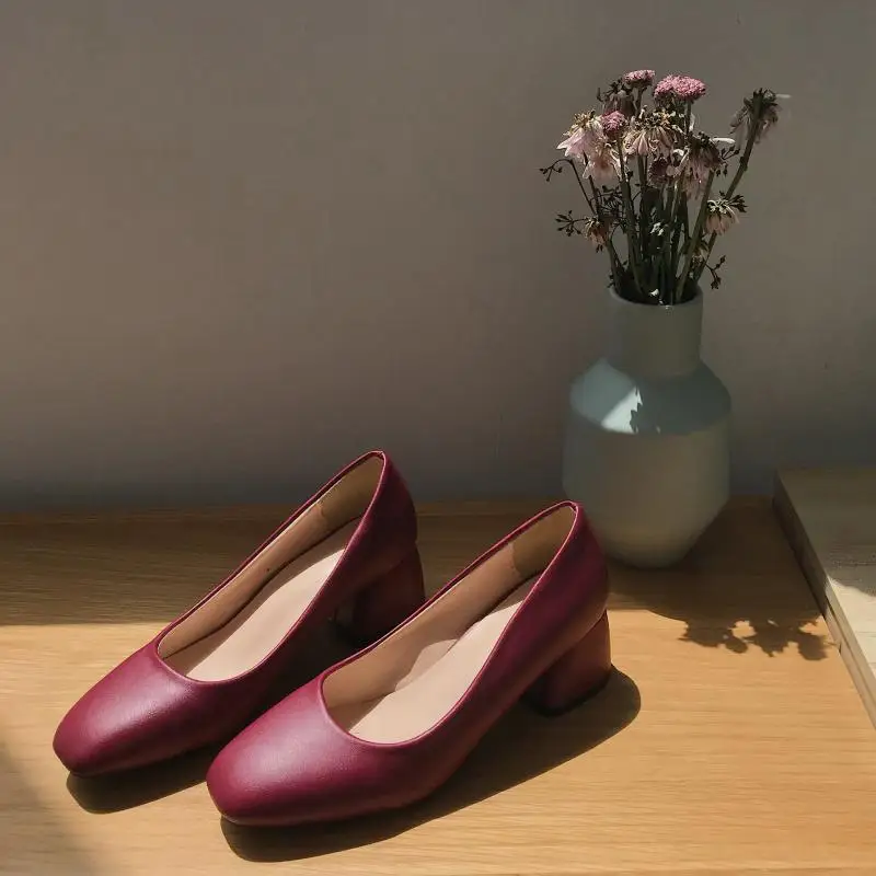 

INS Single Shoes Women's 2019 Super Fire Simple French Chunky-Heel Summer Versatile New Style Thin Heeled 30 Days Or above Shoes