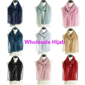 

Muslim Glitter Hijab Scarf Women Striped Print Shawl Winter Scarves Shimmer Headband Foulard Scarfs Lady Wholesale 100pcs/lot