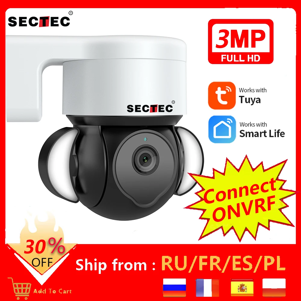 SECTEC Tuya камера WiFi Беспроводная наружная CCTV видеонаблюдения охранная защита