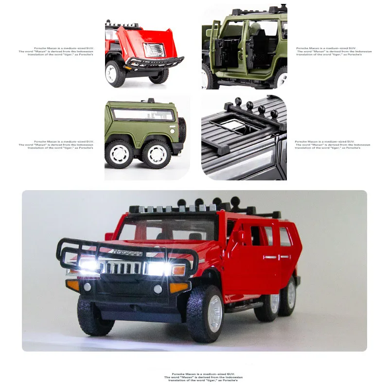 Diecasts& Toy Vehicles 6 Wheels Hummer 1:32 модель автомобиля из металлического сплава SUV Simulation Pull Back игрушки для детей Подарки для детей