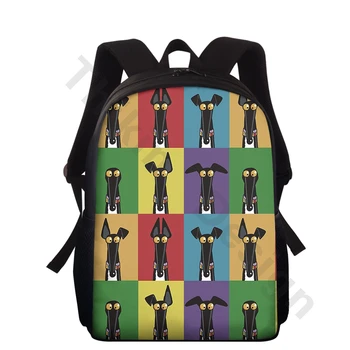 

THIKIN Student Kids School Bag with Funny Grehoud Print 15inch Backpacks Colorful Cartoon Dogs Pattern Book Bag Custom Mochila