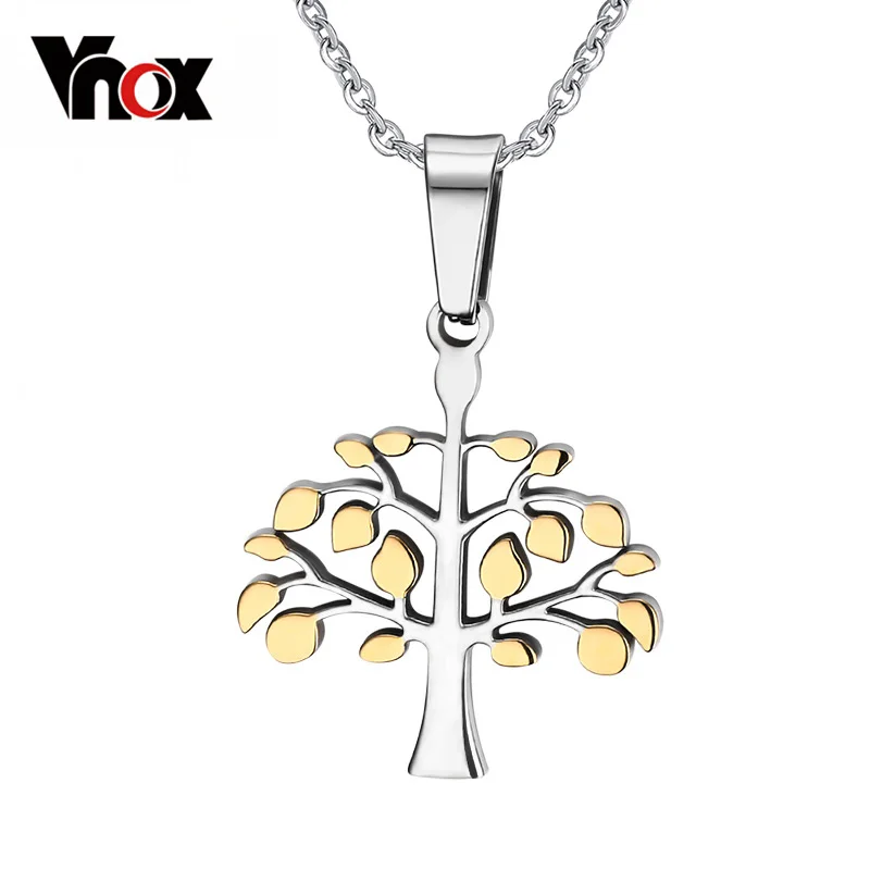 Vnox ожерелья Древо жизни подвески для мужчин и женщин ожерелье кулон золотой цвет
