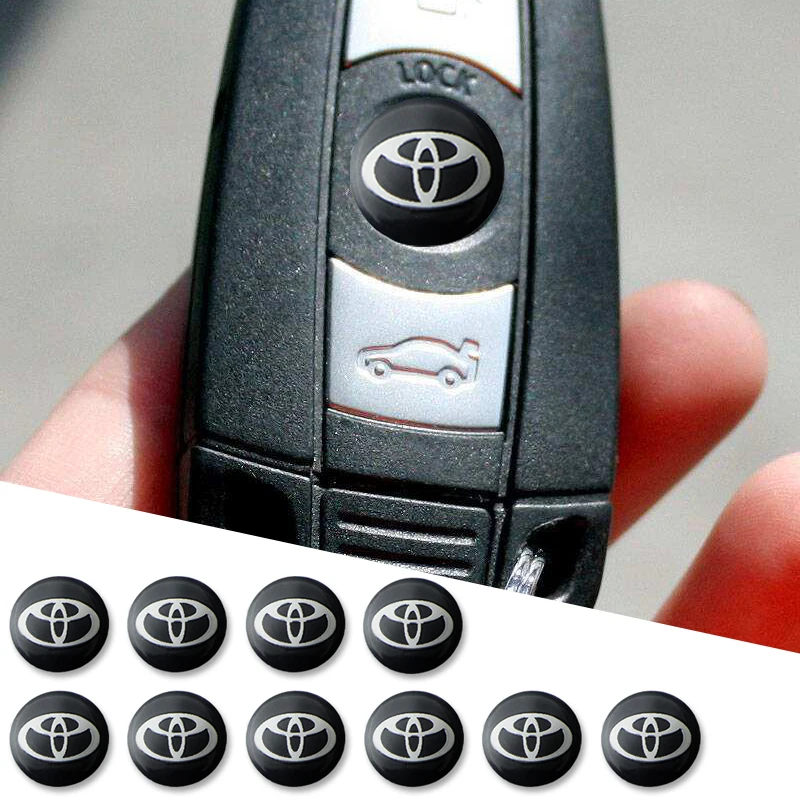 

10PCS 14mm Remote Key Emblem Logo Sticker For Toyotas Corolla Yaris Rav4 Avensis Auris Camry C-hr 86 Prius car accessories