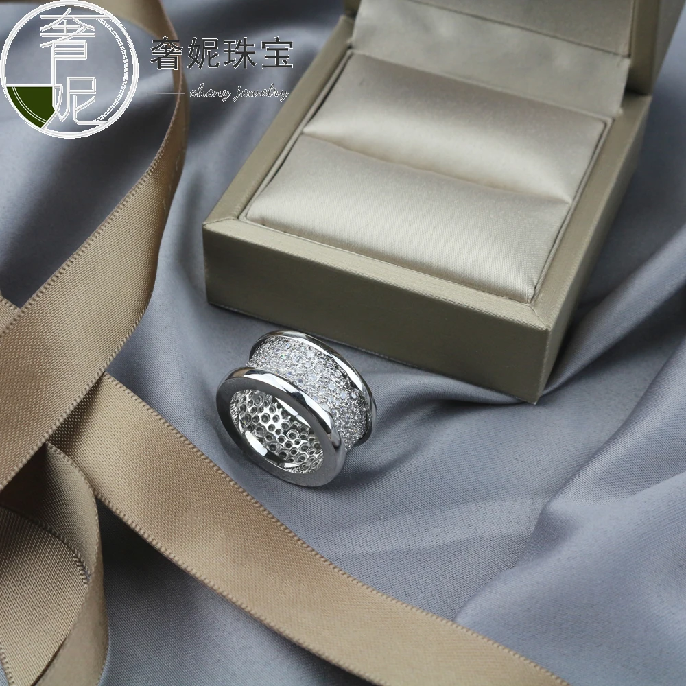 cheny fit bulgaria s925 sterling silver rings with full crystal high quality Cocktail Brand party Ring fashion jewelry for mens