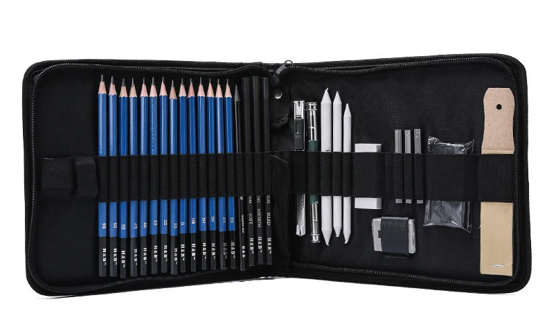 Conjunto de Lápis de Carvão Kit de Arte Profissional com 32 Peças 12 Material escolar e de escritório