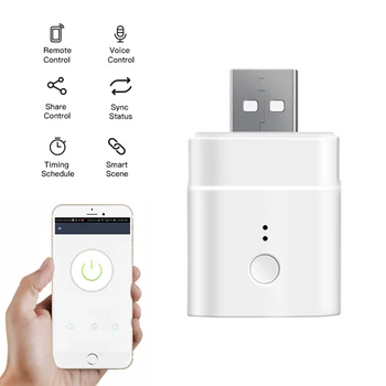 

Micro 5V Wireless USB Smart Adaptor Wifi Mini USB Power Adaptor Switch Support for eWeLink APP Alexa Google Home