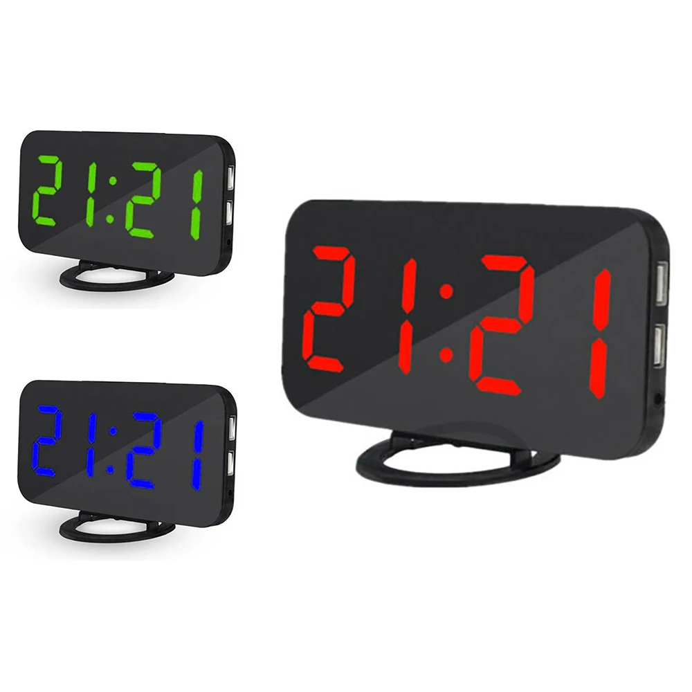 Display Time Table Desktop Night LED Light Digital Led Clock USB Cable Digital Alarm Clock LED Mirror Clock Multifunction Snooze