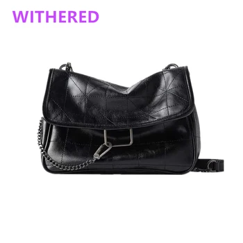 

Withered bags high street vintage fashion casual leather cartoon mouse cute Sewing thread Iron chain PU wint lining bags women